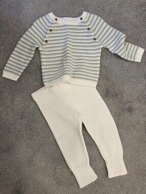 Janie & Jack White & Green Sweater Set